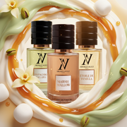 Indulge in a Trendy trio of fragrances inspired by Marshmallow, Pistachio Gelato, and Etoile De Vanilla